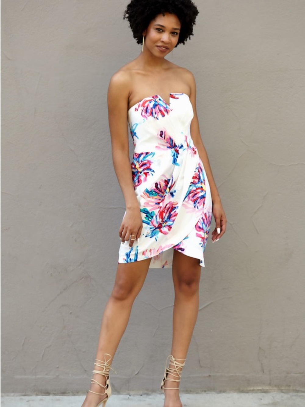Yumi Kim Date Night Dress Silk Floral Strapless Mini Dress